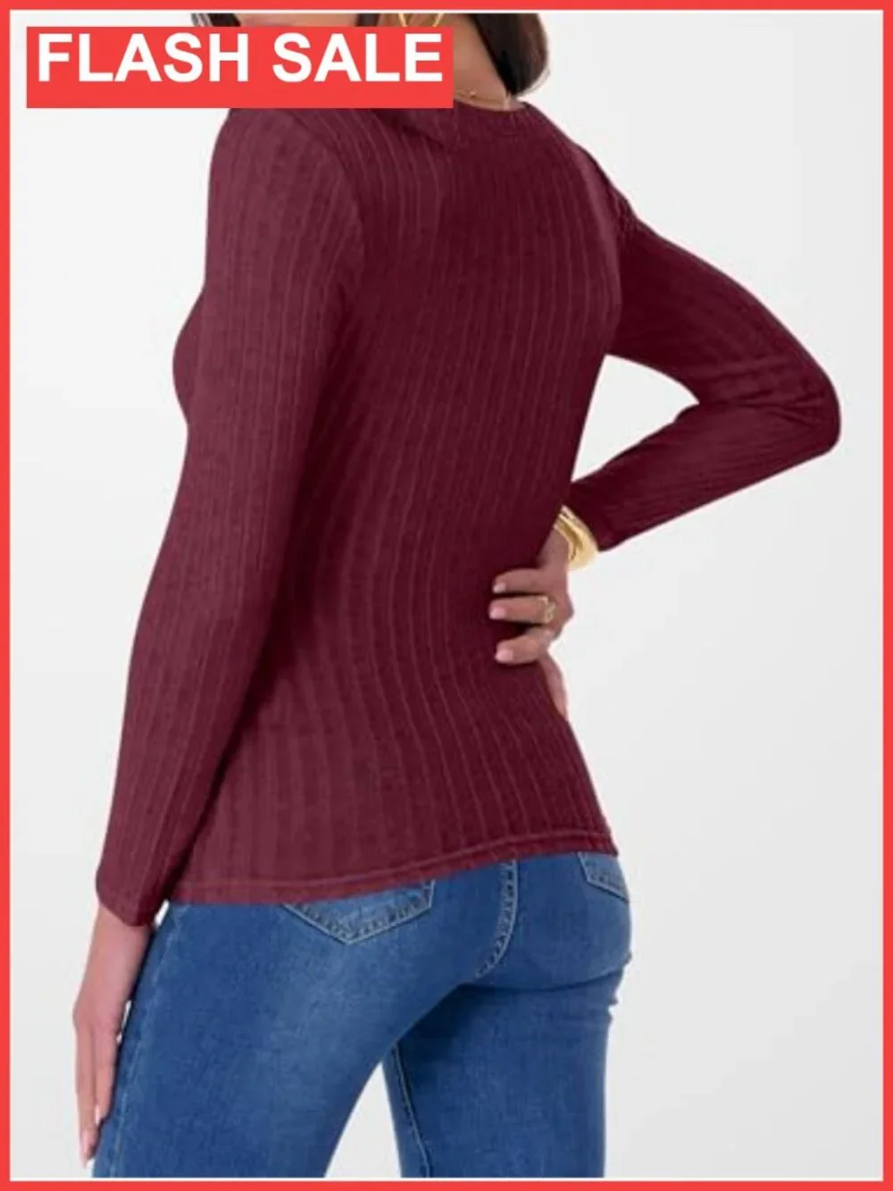 Long Sleeve Ribbed Fitted Top Slim Fit Crew Neck T-Shirt